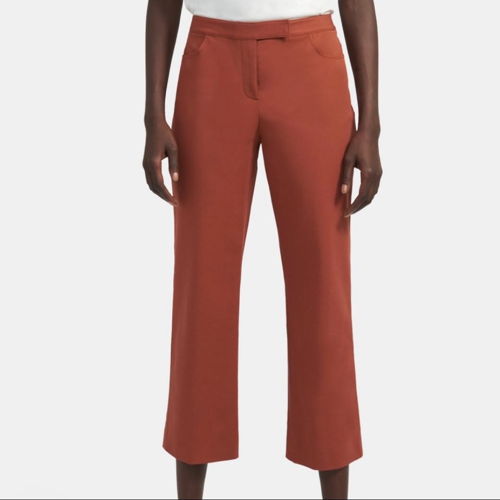Theory Double Stretch Crop Pant in Cognac